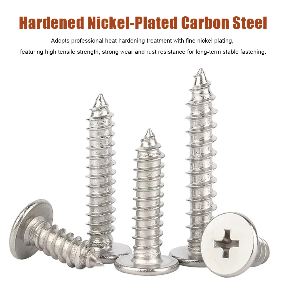 M1.4 M2 M3 M4 Hardened Phillips Ultra Thin Flat Wafer Head Self-tapping Screw Nickely Plated Cross Super Low Head Wood Screw