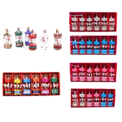 6pcs Christmas Decoration Mini Carousel Horse Pendant Ornaments Pendant Wooden Xmas Children Favor Toy Festival New Year Gifts