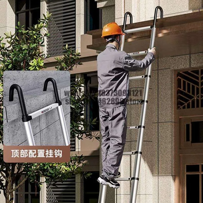 Thickened aluminum alloy telescopic ladder lifting project household portable multi-functional folding staircase