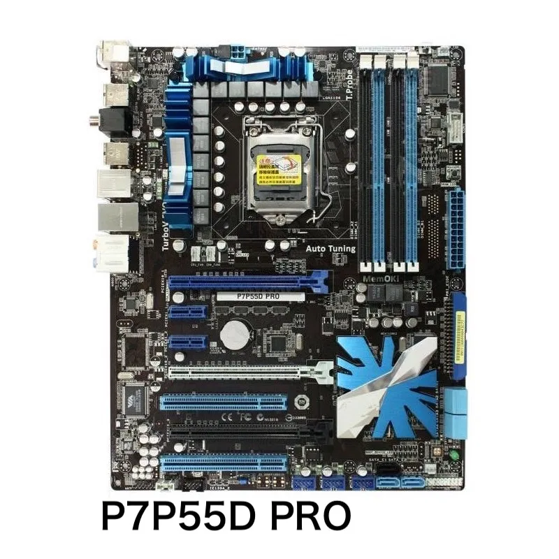 สำหรับ ASUS P7P55D Pro Desktop เมนบอร์ด16GB LGA 1156 DDR3 ATX เมนบอร์ด P55ทดสอบ100% ใช้ได้ใช้ได้ gratis ongkir เต็มที่