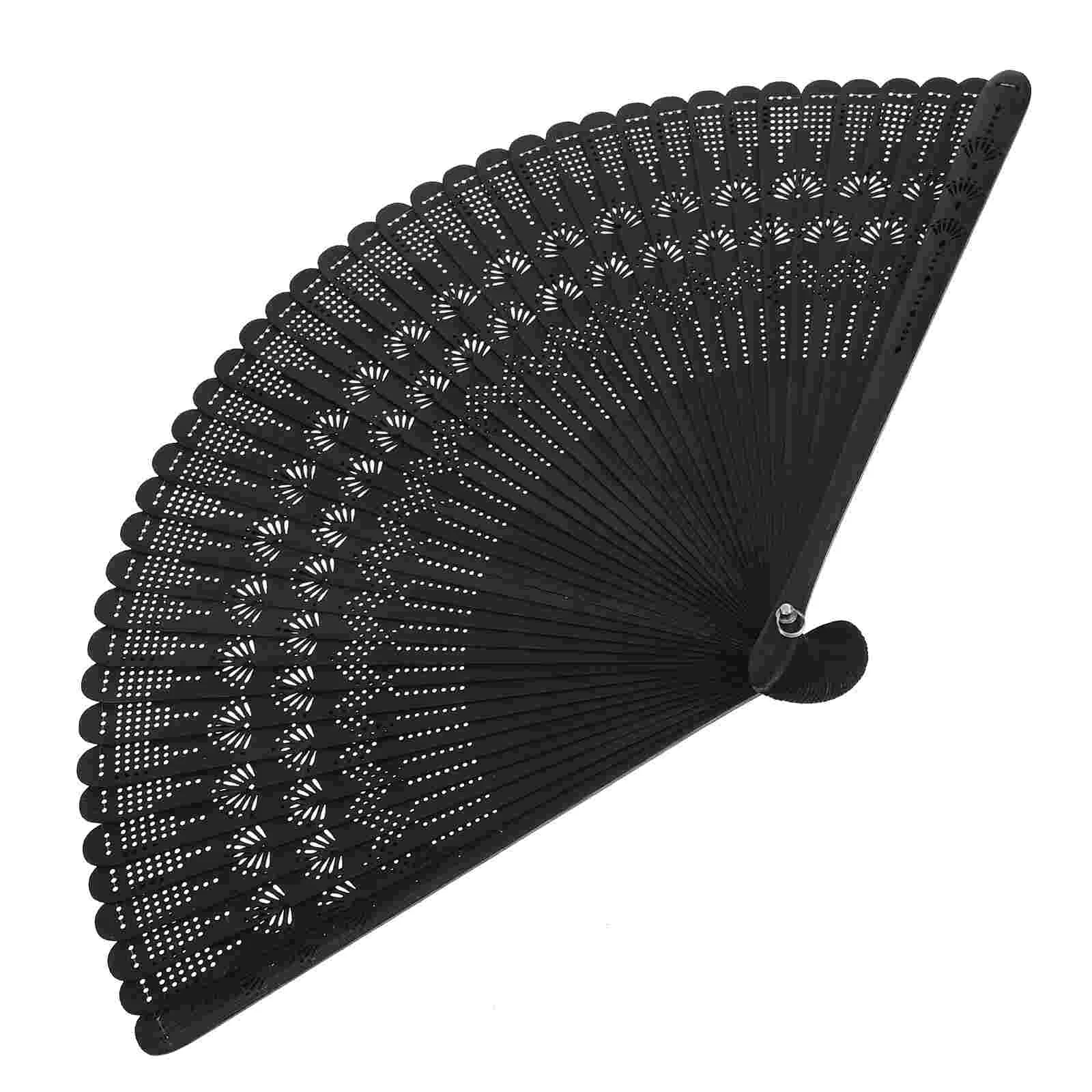 

Party Vintage Decor Hand Fans for Women Black Wooden Dancing Rechargeable Portable