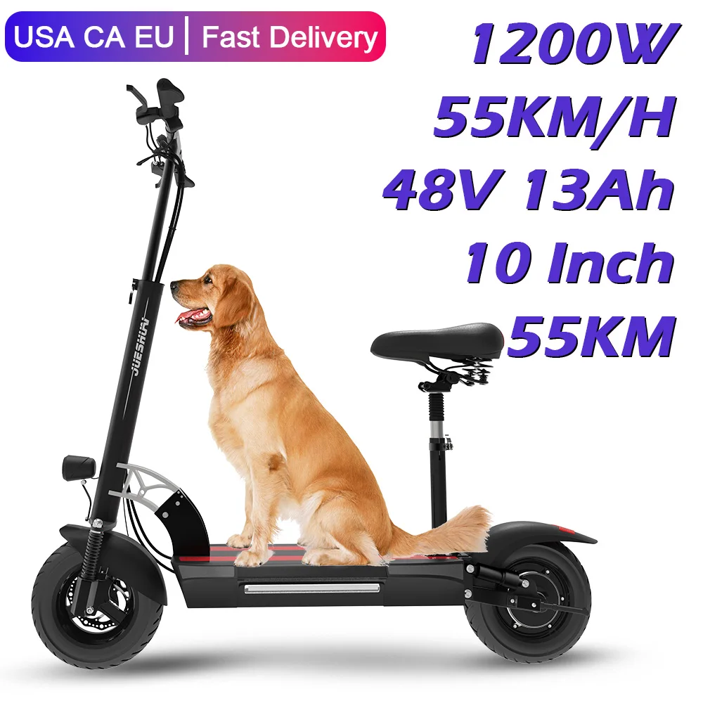 Electric Scooter with Seat 1200W Rear Motor Drive 624Wh Battery 60km Range 60km/h Top Speed Foldable Electric Scooter for Adults