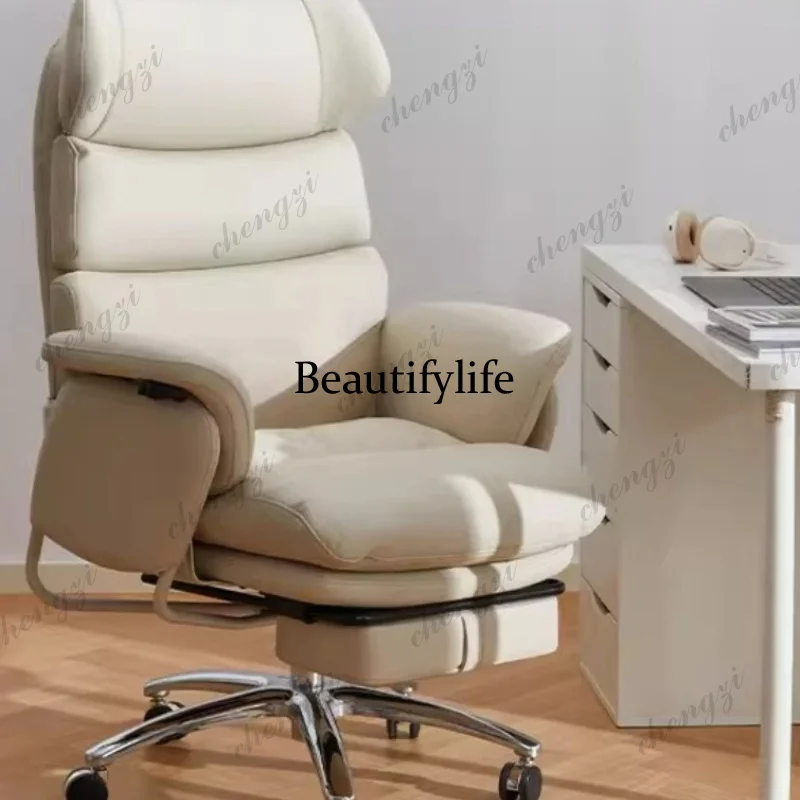 Cadeira de escritório ergonômica confortável, giratória, luxuosa, moderna, com encosto leve, para computador, móveis para casa