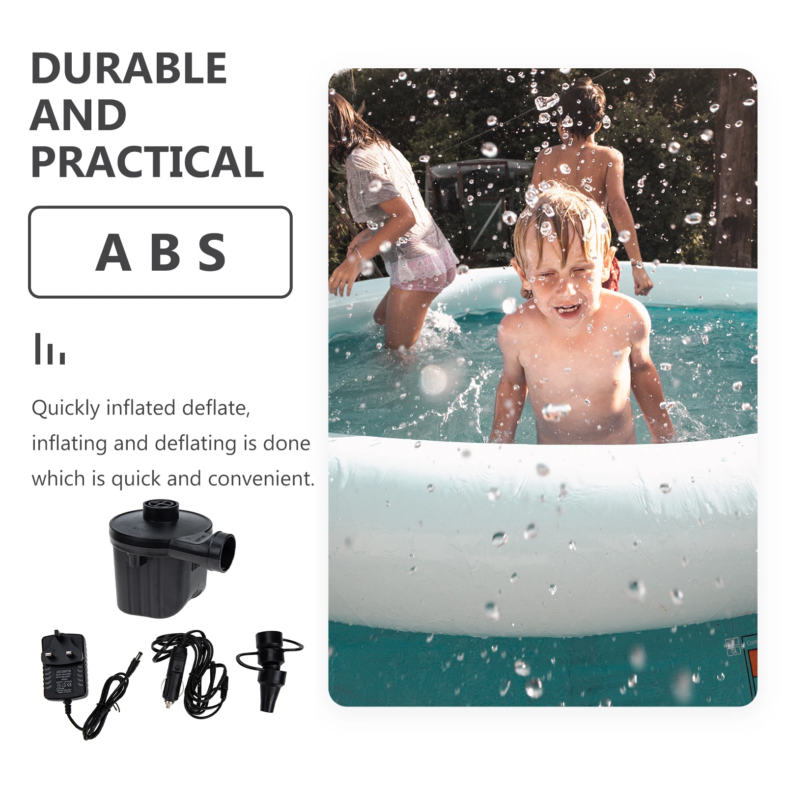 

Car Air Pump Electric Inflatable Mattress Pool Toy Compressor Quick Inflate Deflate Portable Home Car Use ABS Plastic