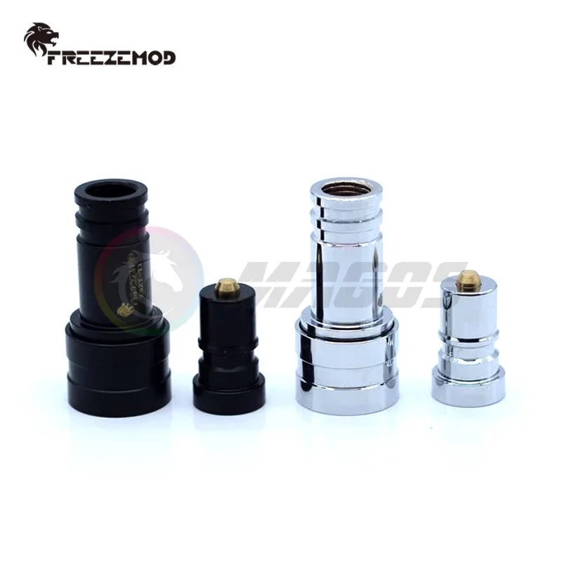 FREEZEMOD Water Stop Quick-Disconnected Pass-Through Two Ends Disconnect Water Stop Connecting,G1/4'' BLack/Silver ZSZT-T1