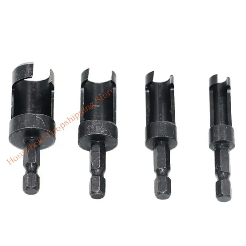 85AD 4Pcs Multifunctional Sturdy Wooden Plug Hole Cutter Bit 6/ 10/ 13/16mm