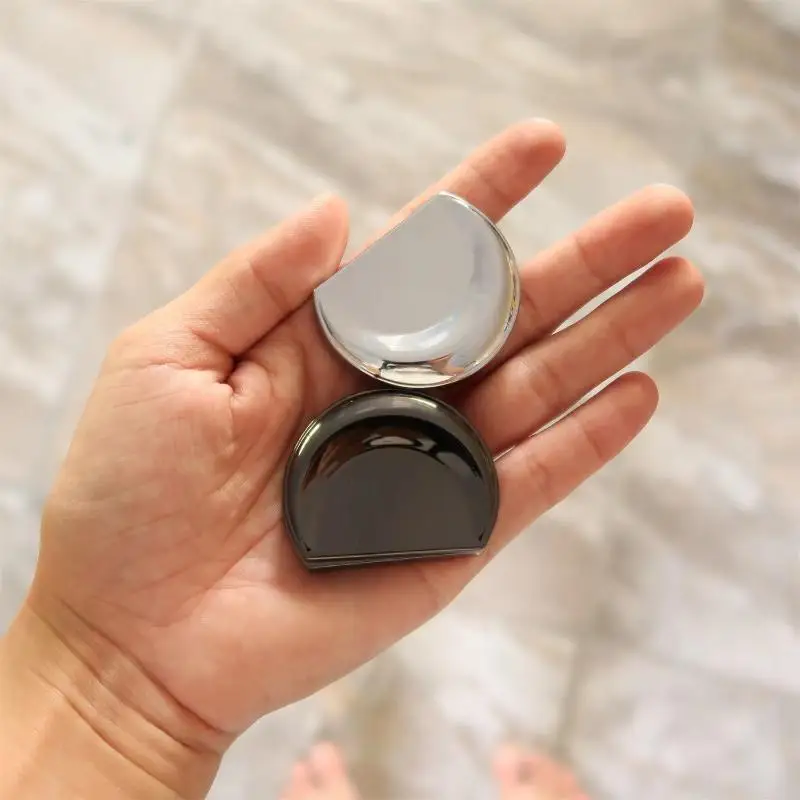 1/2Pcs Moon Shaped Zinc Alloy Balm Container Polished Surface Slide Lid Portable For Daily Travel Use