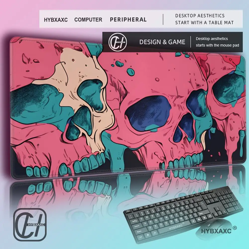 HYBXAXC Retro Graffiti Skull Mouse Pad, Stitched Edge Gaming Desk Mat,  Rubber Base PC Keyboard Pad, Vintage Art Desk Protector
