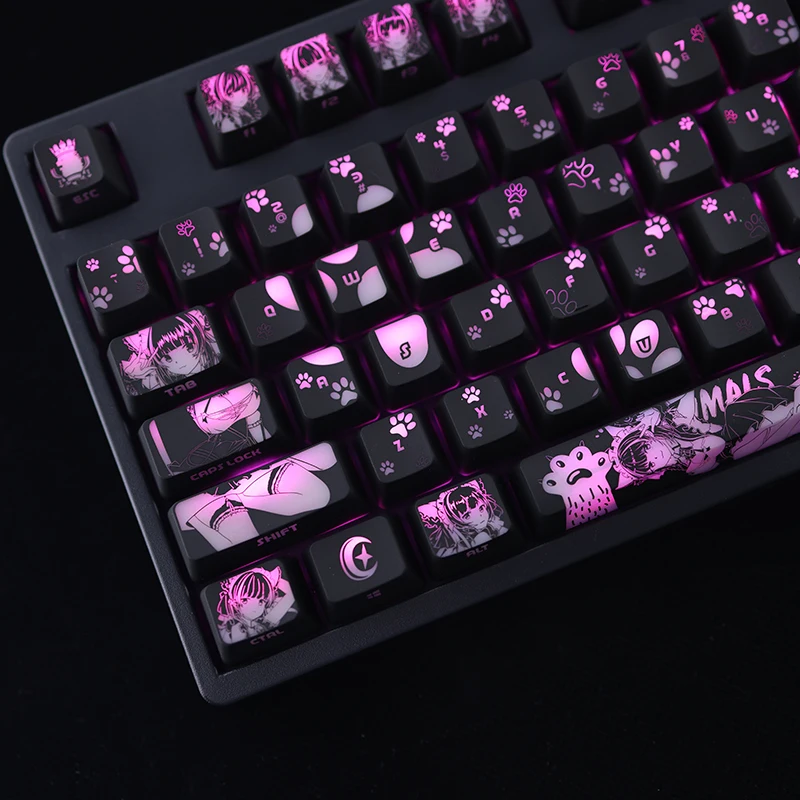 

104 Keys/Set Game Azur Lane Cheshire Cute Girl Backlit Keycaps SWS Black Hole Edition Mechanical Keyboard for Corsair Logitech