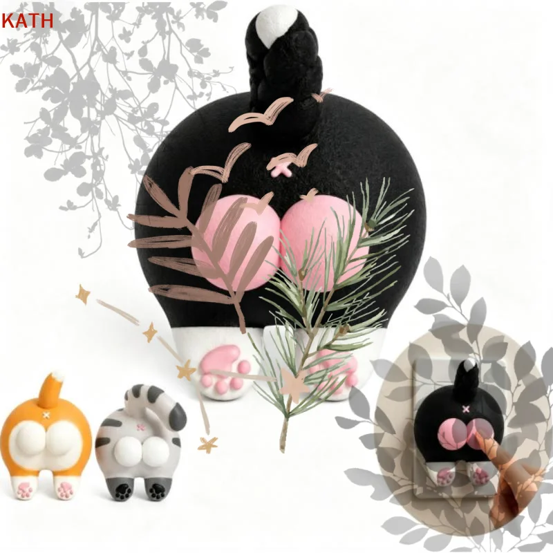 Cute Cat Butt 3d Switch: Cover Creative Wall Decor Light Sticker Bedroom Living Room Home Decoration