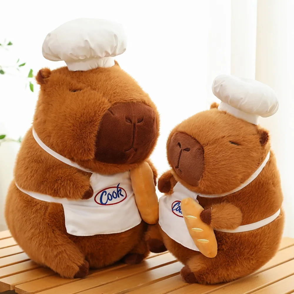 Lovely Cook Capybara Plush Doll Baking Cartoon Capybara Plush Toy Fluffy Simulation Capibara Fluffty Doll Home Decor Gifts