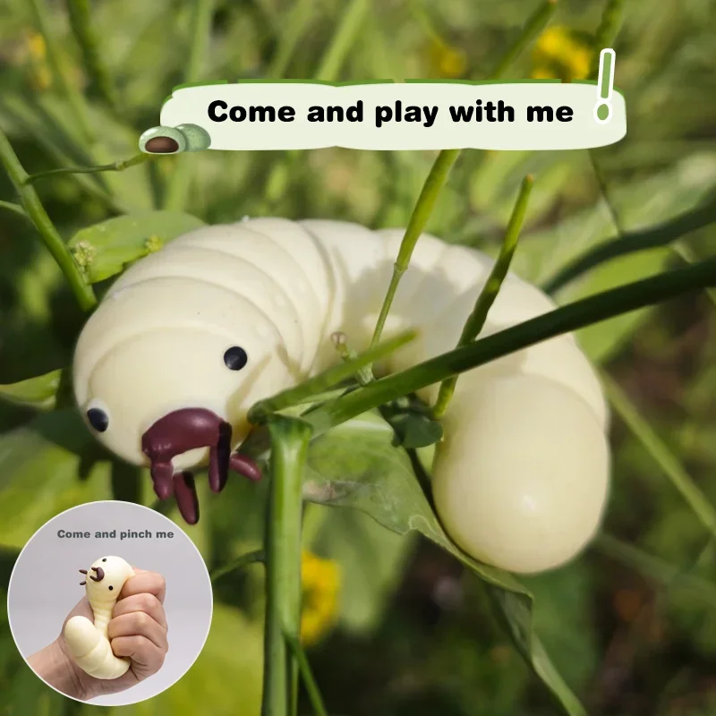 

Simulation Soybean Mealworms Stress Relief Toy Slow Rebound Soft Mochi Toys Creative Funny Toy Sensory Fidget Toys Gifts