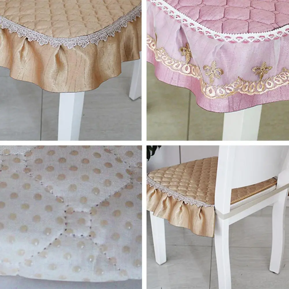 Chair Cushion with Stain Protection Dining Room Chair Accessory Quilted Chair Cushion with Lace Ruffle Non Slip for Dining