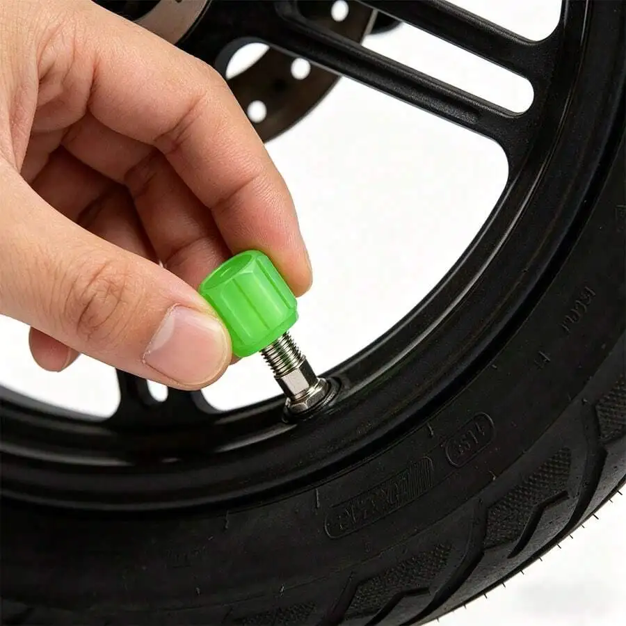 Green Glowing Tire Valve Caps, Universal Glow In The Dark Tire Stem Covers, Luminous Fluorescent Air Valve Caps For Cars, view 3