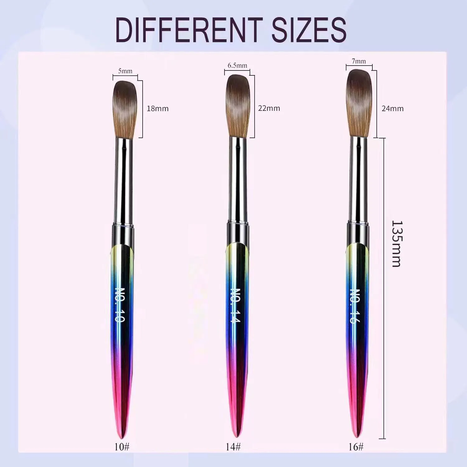 Profesjonalny zestaw pędzli do zdobienia paznokci akrylowych - 4 szt. do aplikacji paznokci Rozmiar 10/14/16 Pędzle do pudru do przedłużania i rzeźbienia 3D
