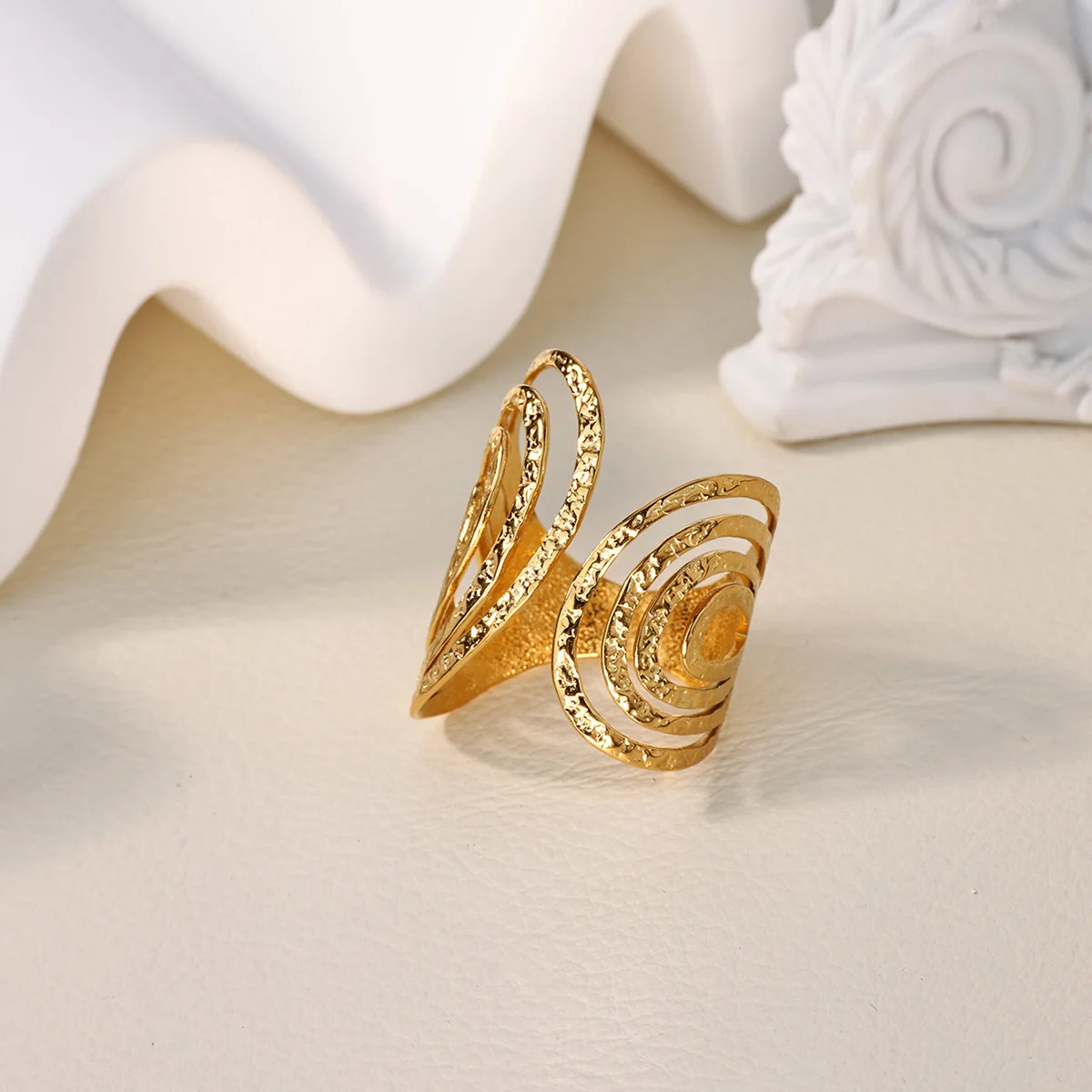 Edelstahl Chunky Breite Ringe Für Frauen Vintage Gold Farbe Geometrische Open Finger Ring Mode Minimalistischen Schmuck Geschenk Femme