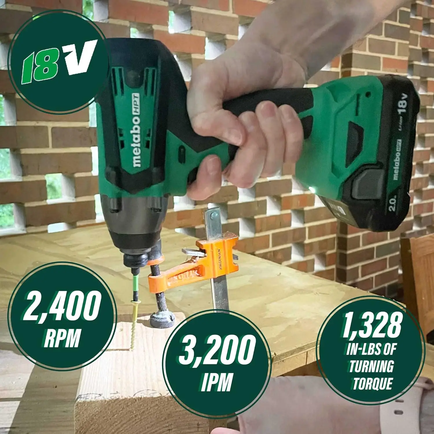 HPT 18V MultiVolt Impact Driver Kit | 1/4-Inch Chuck | Cordless | 1-2.0Ah Li-Ion Battery w/Fuel Gauge | 1,328 in-lbs of Torque |