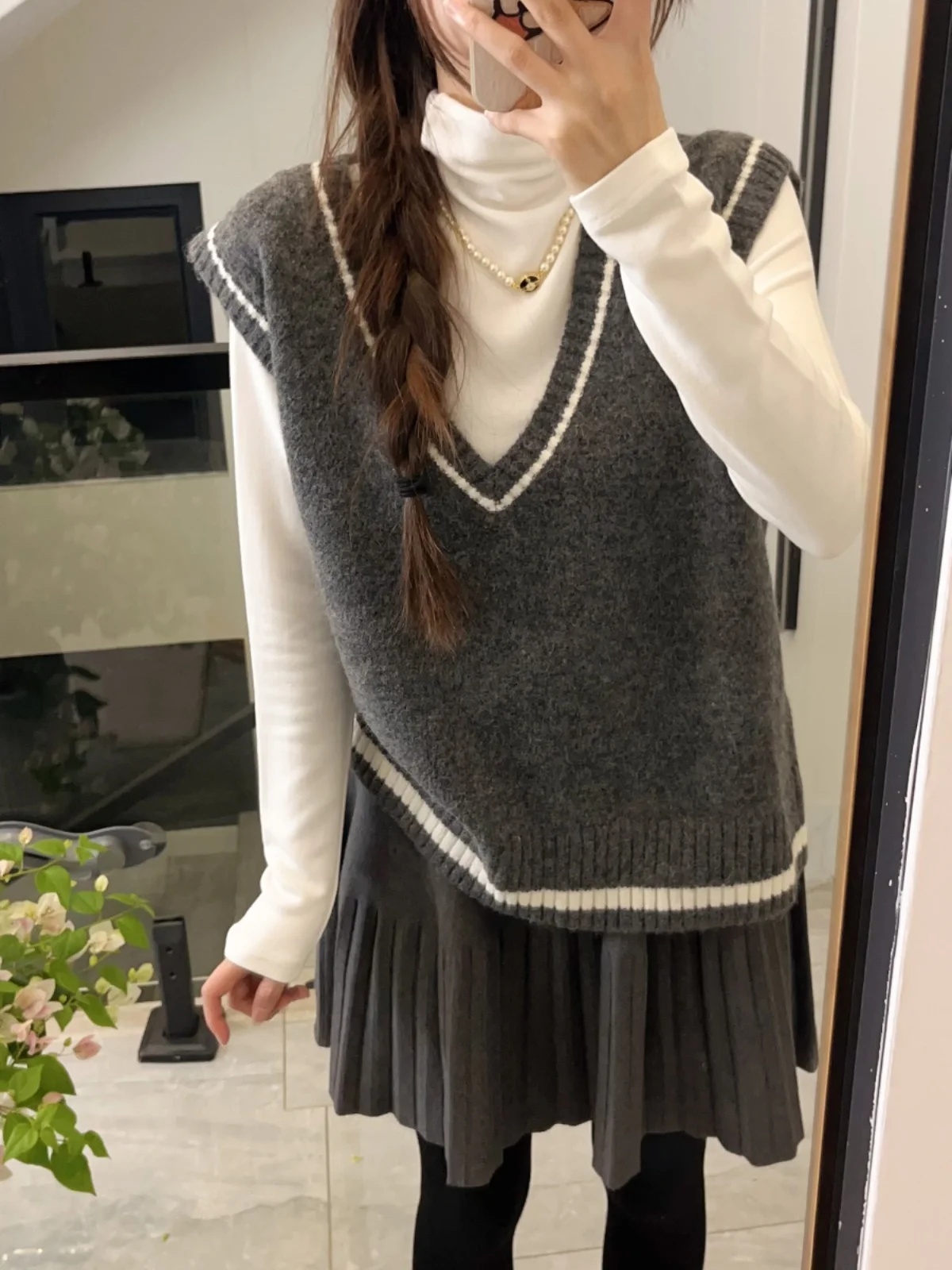 

Ретро-жилет вязаный осенне-зимний с V-образным вырезом, свободный, для многослойных образов, женский, модный, в университетском стиле, милый и стильный