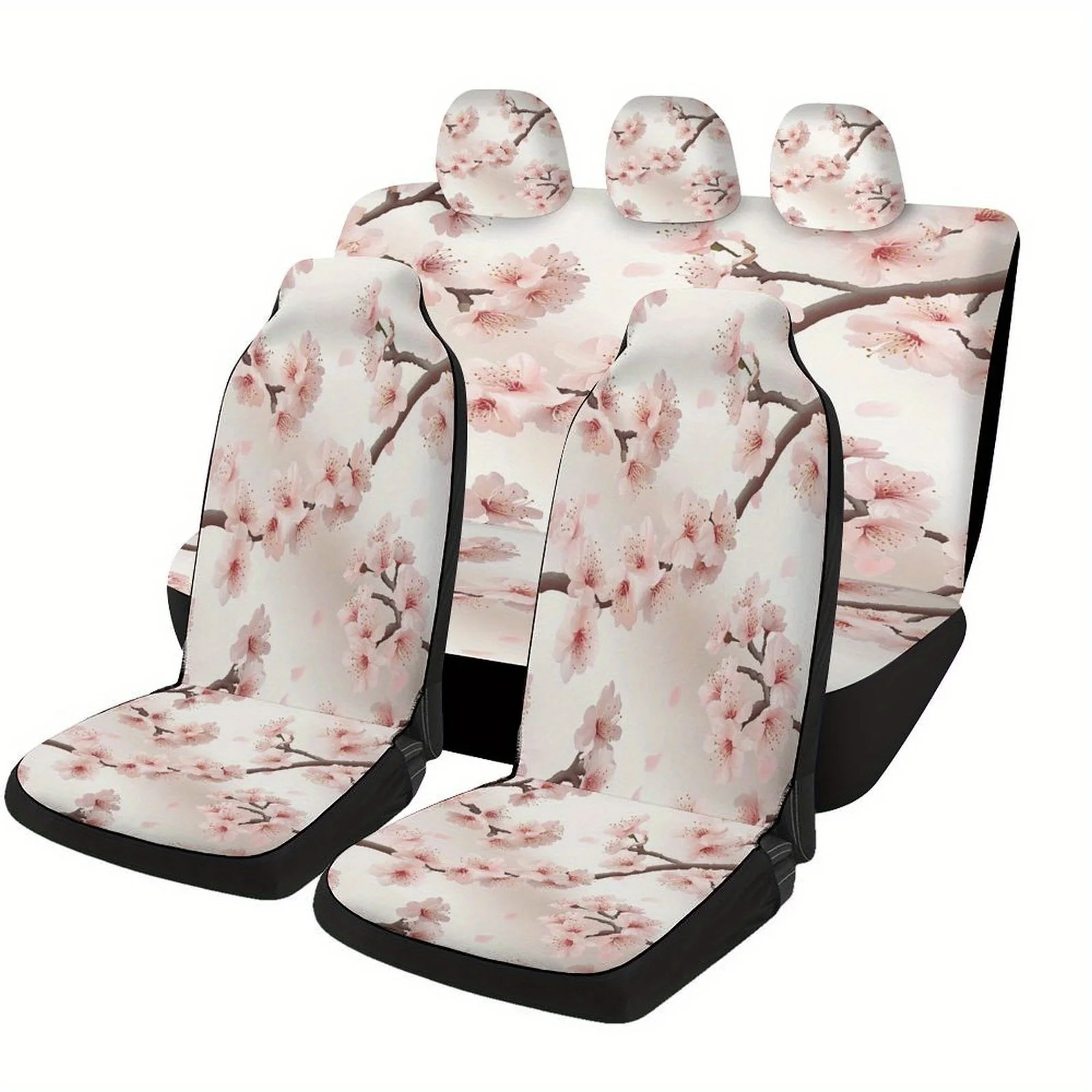 

Cherry Blossom Branches Themed Car Seat Cover Set For Most Cars, Fashion Novelty Car Seat Protector Covers Full Set, Universal