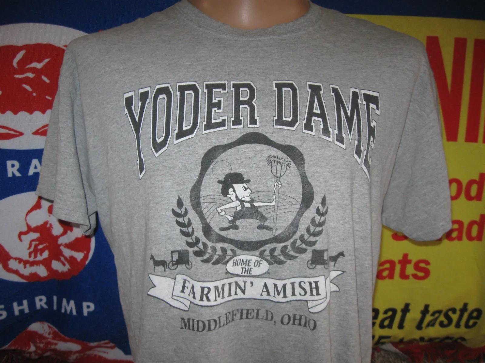 YODER DAME Farmin' Amish vintage T Shirt Men's XL Mary Yoders Amish KITCHEN OHIO