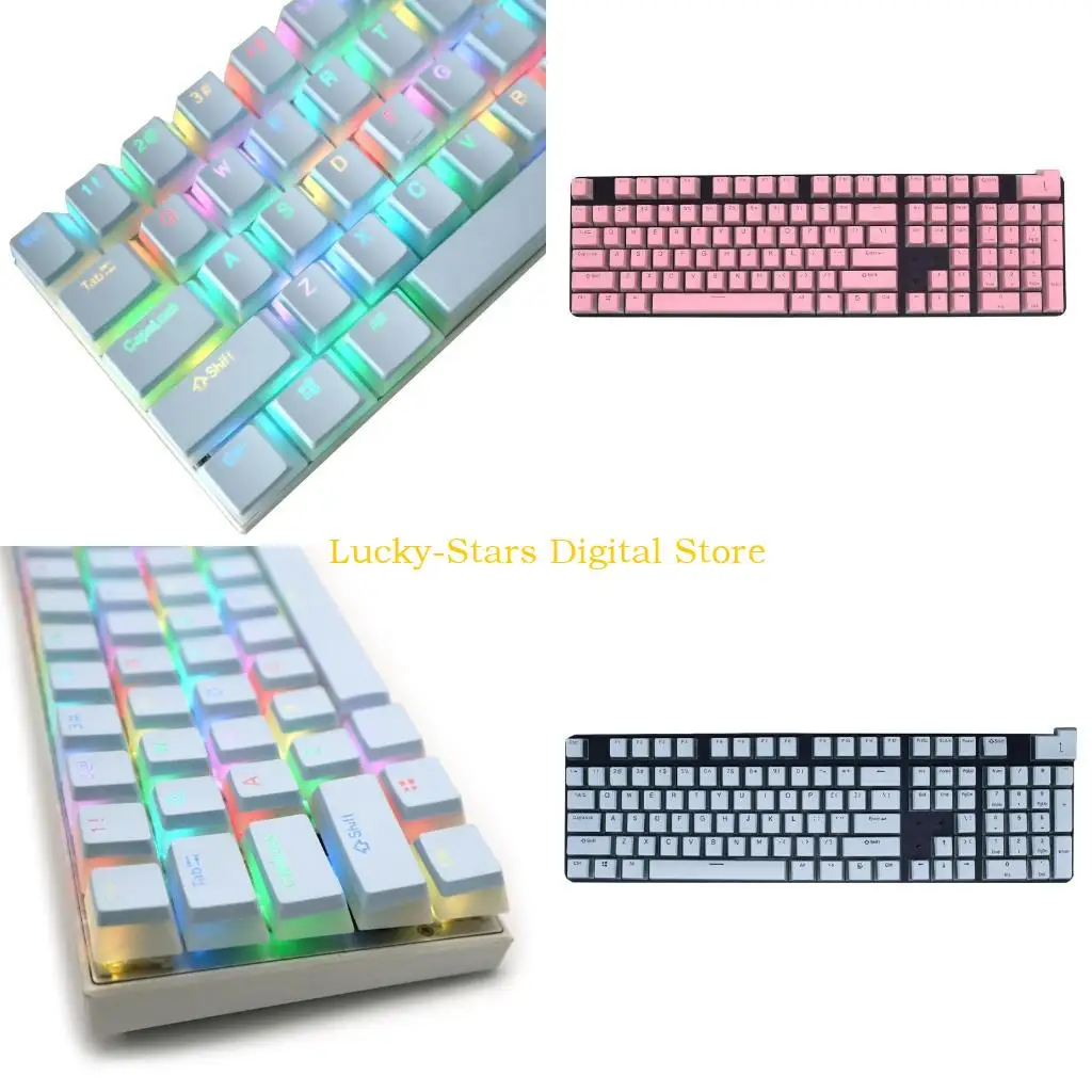 

T3EE 104keys Double Shot ABS/PBT Backlit Keycap OEM Profile for Cherry Mx Mechanical Keyboard for w/ Translucent Laye
