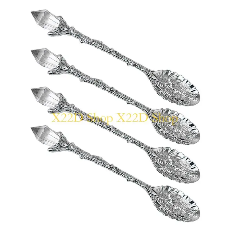 X22D Decorative Crystal Tipped Spoon Rustproof Catering Utensils For Confectionery Use