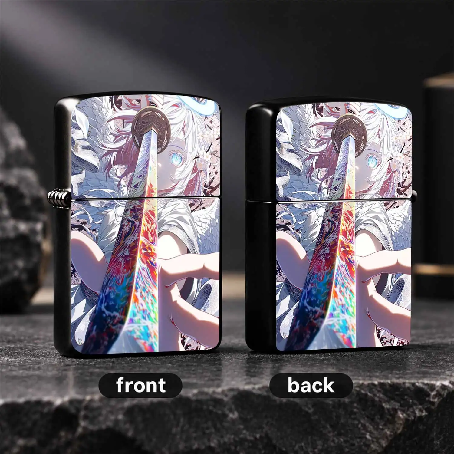 Anime Angel Girl With Colorful Patterned Blade Lighter, Sakura Scenery Aesthetic Portable Daily Tool, All Scenario Usable Exquisite Creative Accessory, Ideal For Personal Use And Gifting With Unique Artistic Stylish Decorative Feature A Hum