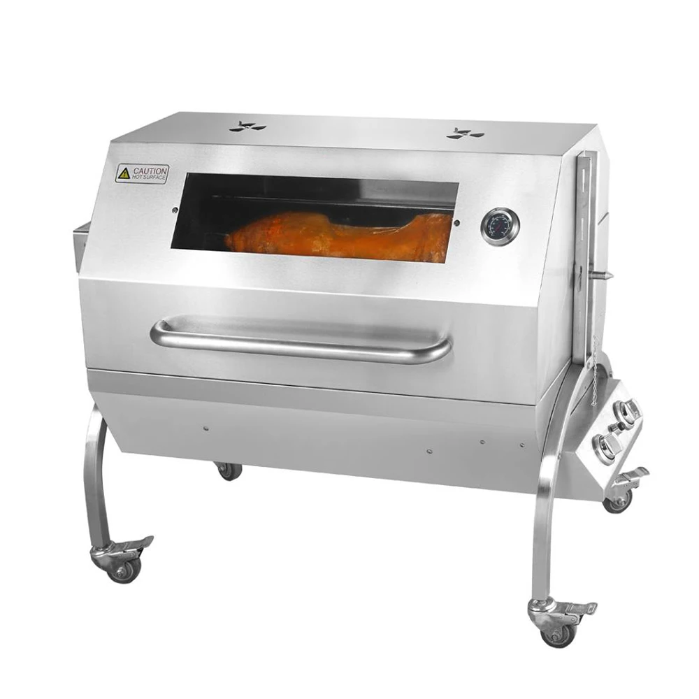 Commercial 60KG Rotisserie BBQ Grill, Stainless Steel with Fast Gas & Charcoal Heating, Large Capacity Outdoor Barbecue