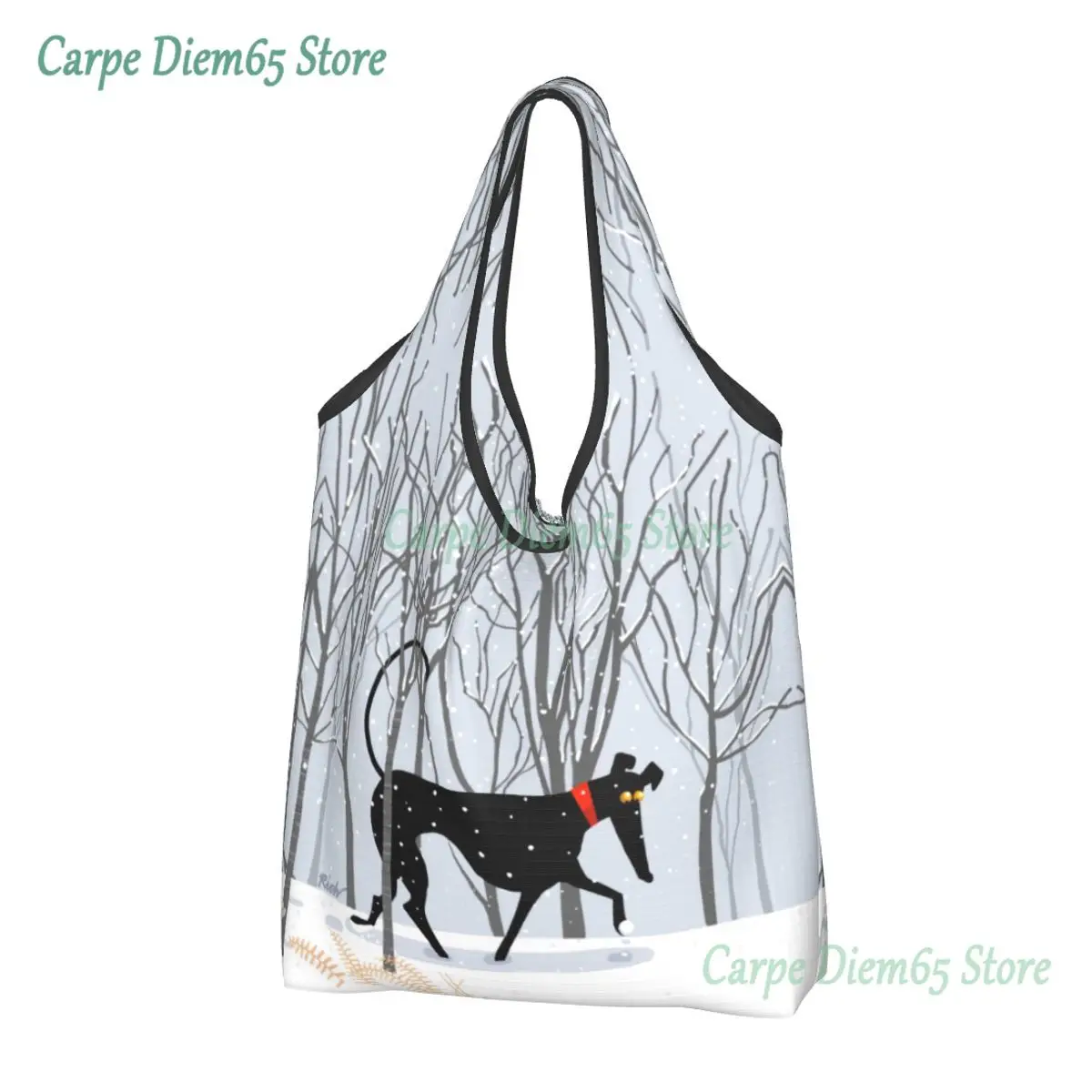 

Recycling Winter Hound Shopping Bag Women Tote Bag Portable Greyhound Whippet Sighthound Dog Grocery Shopper Bags