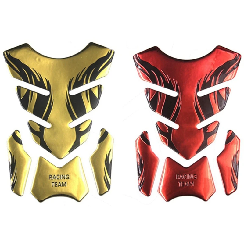 2 Pcs Car Motorcycle Gas Fuel Tank Sticker Decals Motorbike Flame Stereo Fuel Tank Sticker Golden & Red