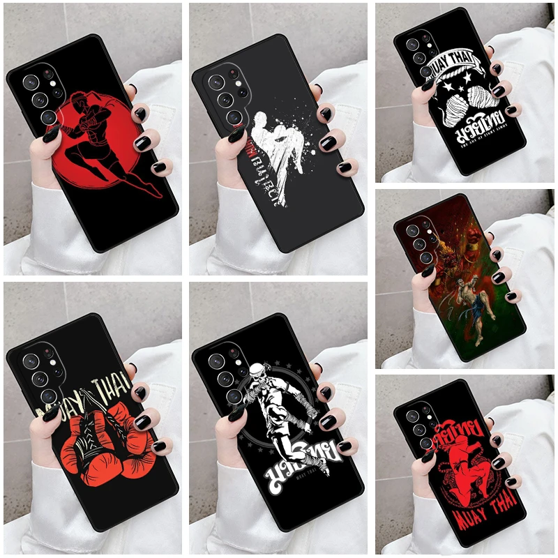 حافظة لهاتف سامسونج جالاكسي S24 S25 S23 S21fe S22 Ultra Plus Note 10 20 غطاء Muay Thai فنون الدفاع عن النفس #1