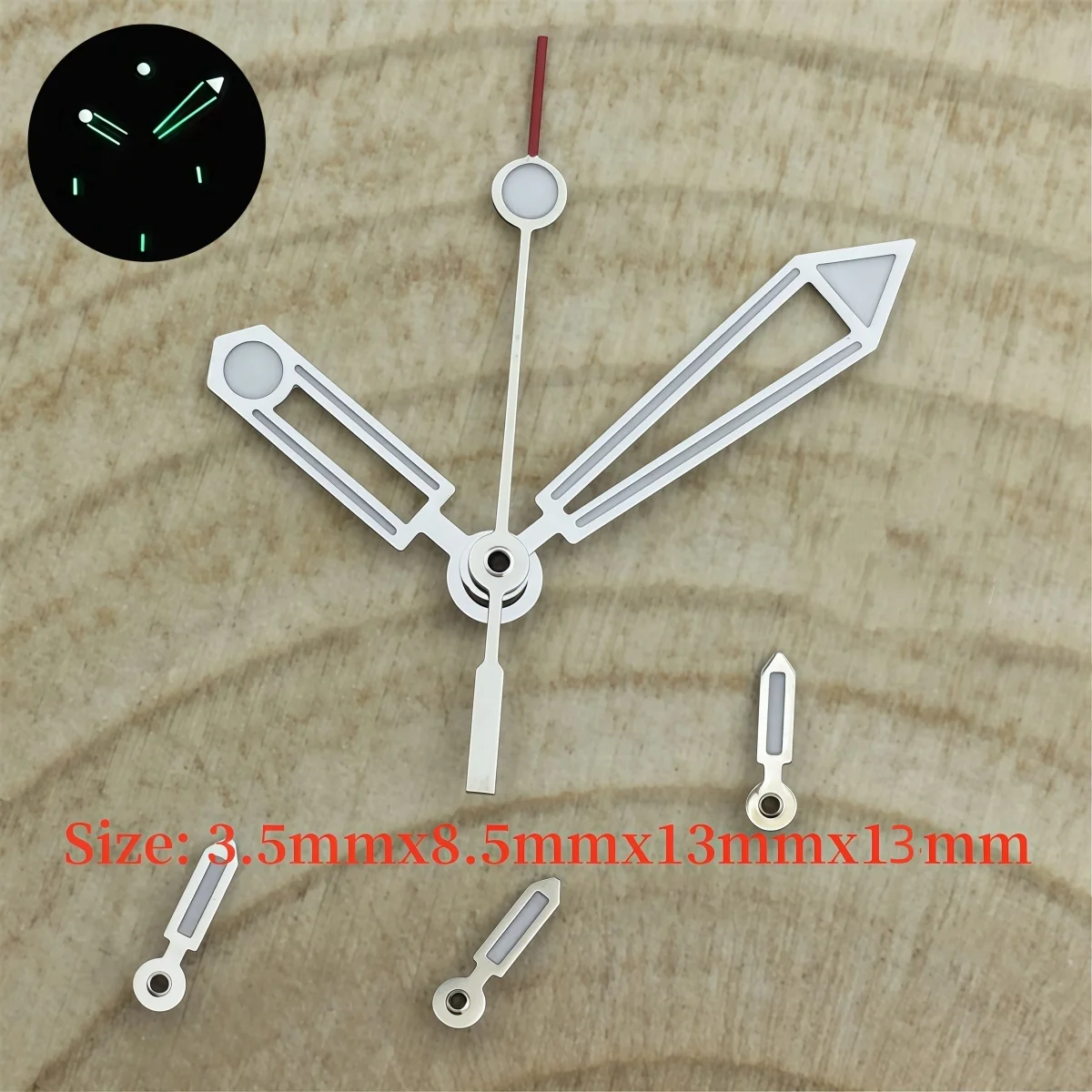 Timing Second Watch Hands, C3 Luminous, 6-Piece Hands Set, Compatible with VK63 Quartz Movement for Watch Modification