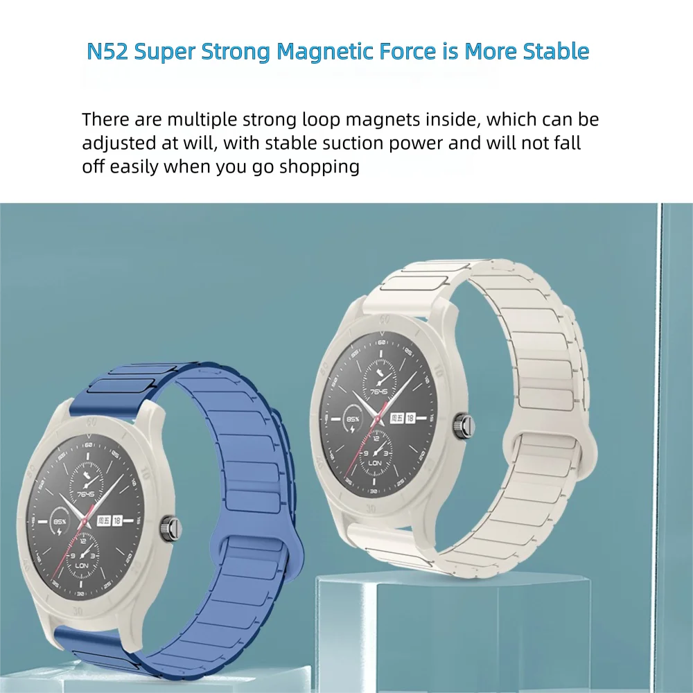 Pulsera magnética de 22mm para Huawei Watch GT Cyber Armor estilo hebilla estable correa de reloj de silicona suave de liberación rápida hombres mujeres