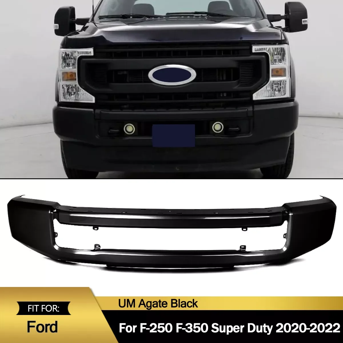 Magickit Front Bumper Guard Assembly For 2020 2021 2022 Ford F-250 F-350 Super Duty Agate Black-UM Steel Front Bumper Face Bar