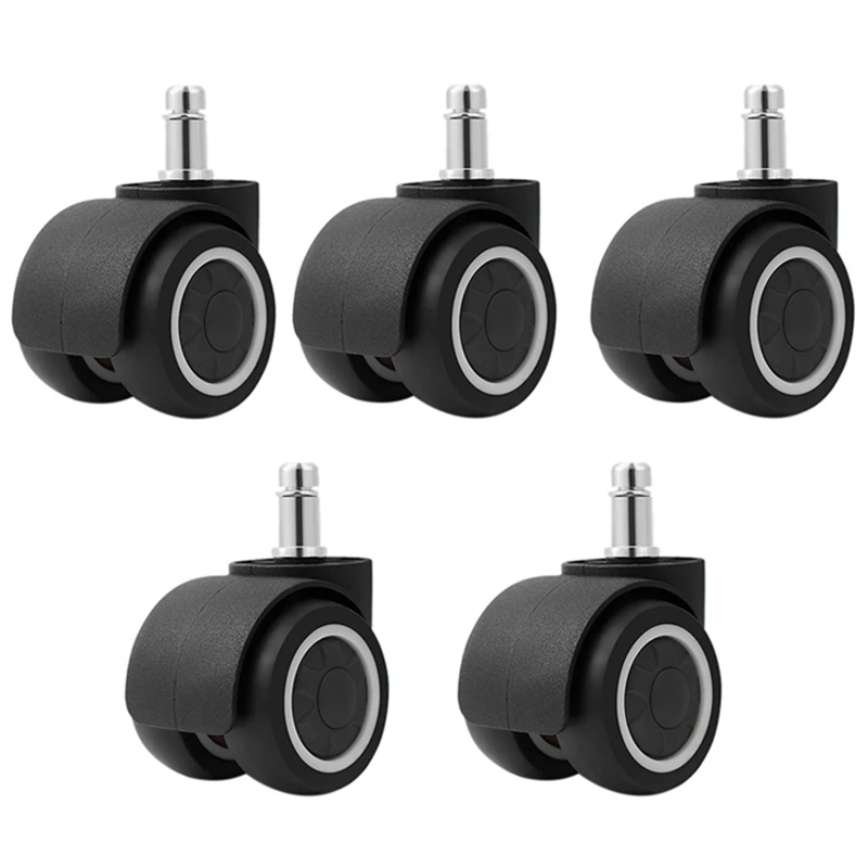 

5PCS TPR Soft Rubber 2 inch Universal Mute Wheel Office Chair Caster Replacement Swivel Rubber Caster Furniture,B