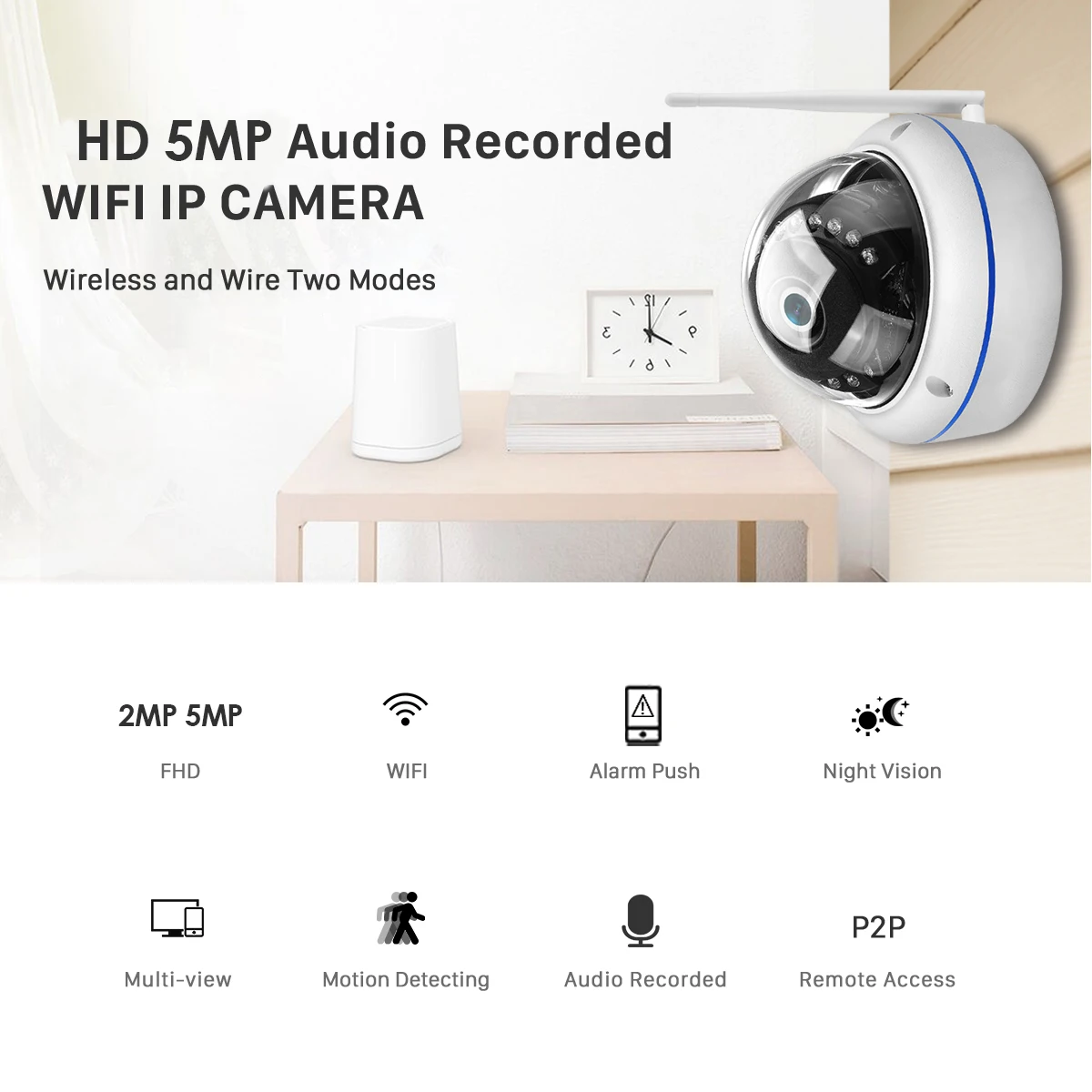 5MP Wifi Máy Ảnh Trong Nhà Không Dây/Có Dây Camera Dome ICSee ONVIF Âm Thanh Ghi Lại Cảnh Báo Email Đám Mây 1080P Vandal-bằng Chứng An Ninh Máy Ảnh