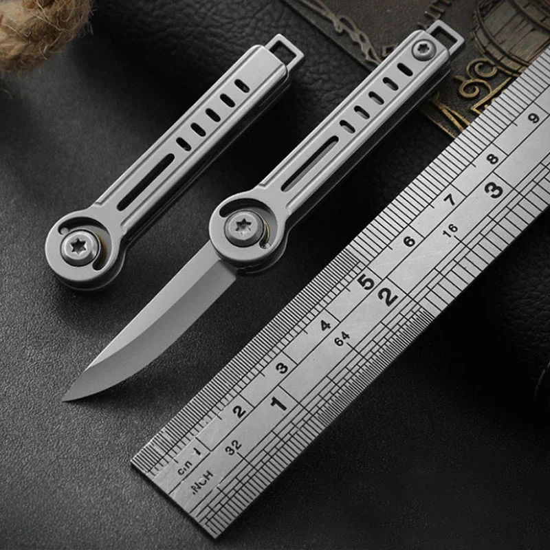 Portable Outdoor Mini Folding Knife with Stainless Steel Blade, Travel Camping Cutting Tool, Keychain Pendant