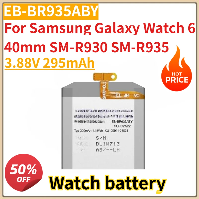 

New EB-BR935ABY 3.88V 295mAh Smart Watch Battery For Samsung Galaxy Watch 6 40mm SM-R930 SM-R935