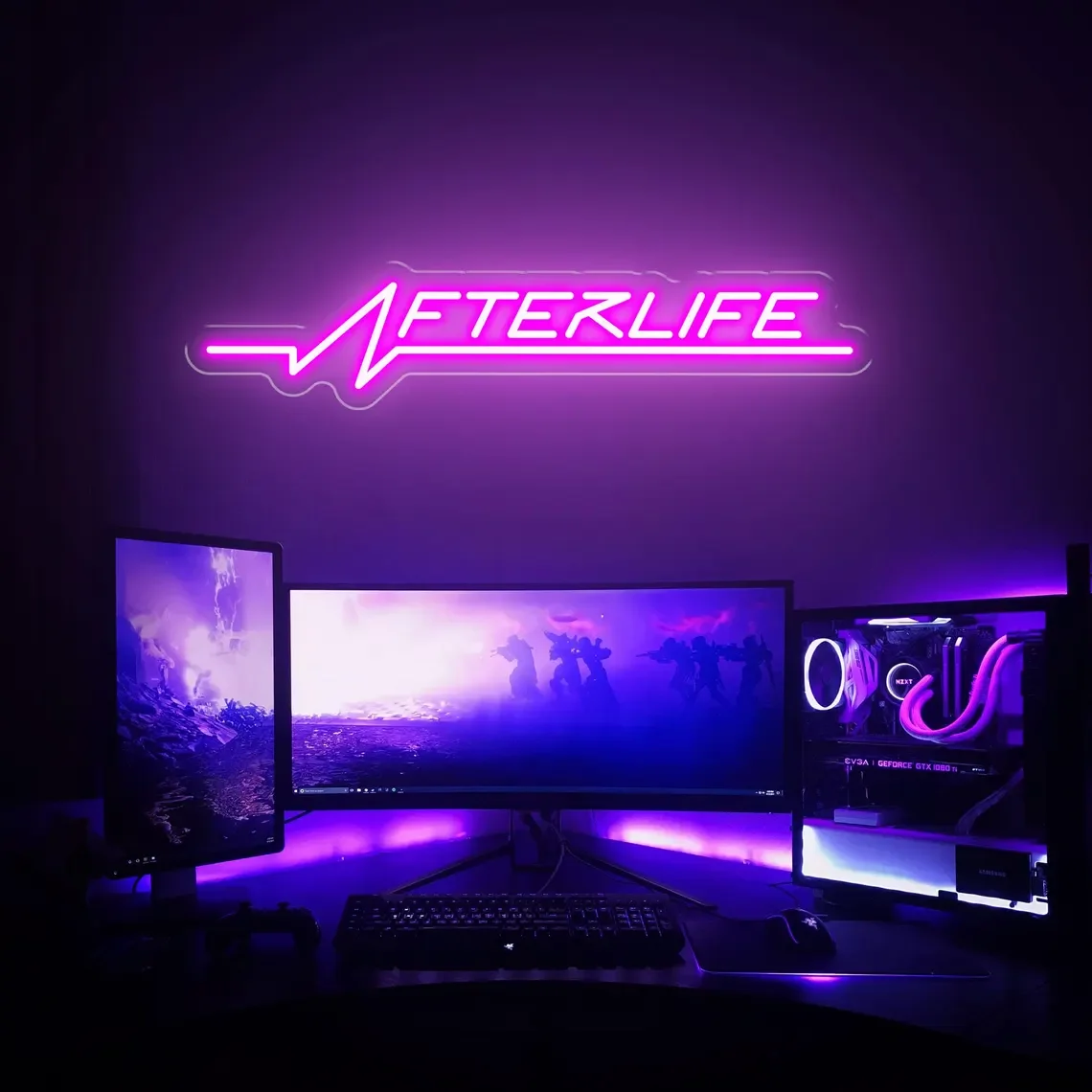 لافتة الحياة النيون Cyberpunk جدار ديكور لعبة غرفة النوم بار نادي المنزل علامة مخصصة للاعب شخصية بعد هدية #6