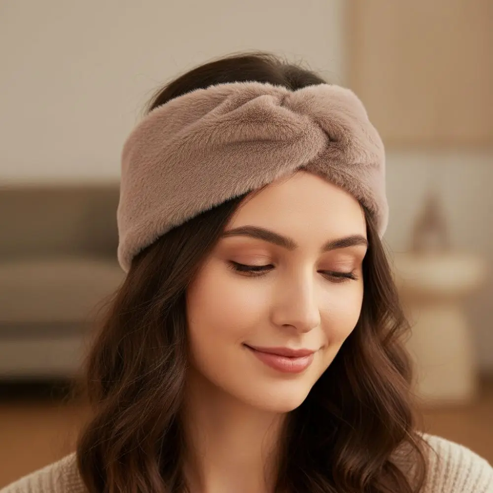 

New Fur Cross Headbands Wide Knitted Hairband Elastic Turban Knotted Headband Headwear