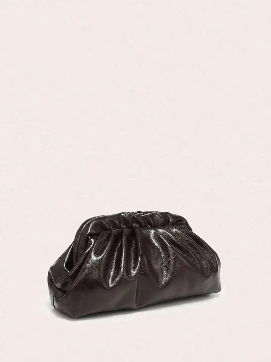 

Women's Retro Pleated PU Cloud Clutch Bag, Large Capacity Fashion Design, Suitable For Shopping, Party Use