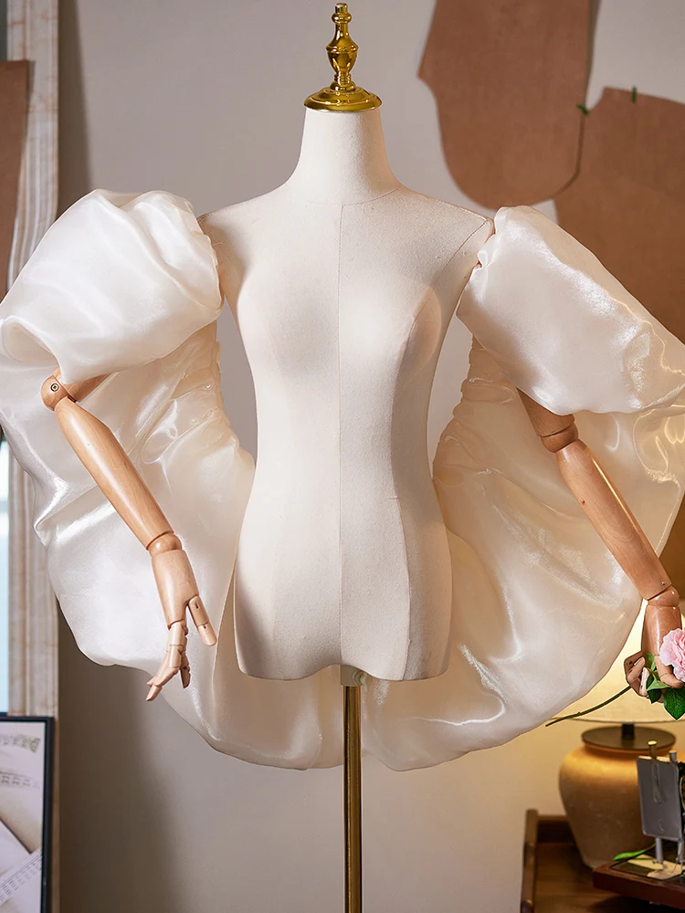 handmade-satin-scarf-evening-gown-accessories-exaggerated-performance-costume-photo-props-champagne-color-high-end-feeling