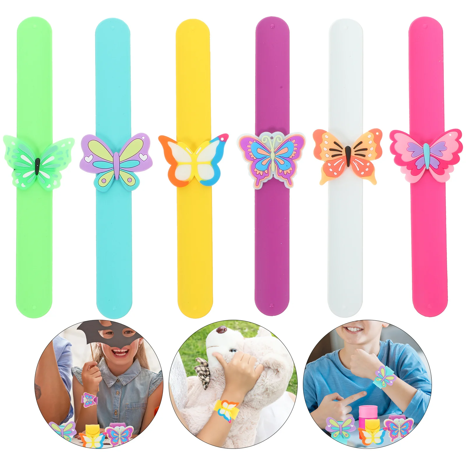 

6Pcs Butterfly Slap Bracelets Silicone Snap Wrist Bands Party Favors Lightweight Compact Easy to Wear Snap Bracelet