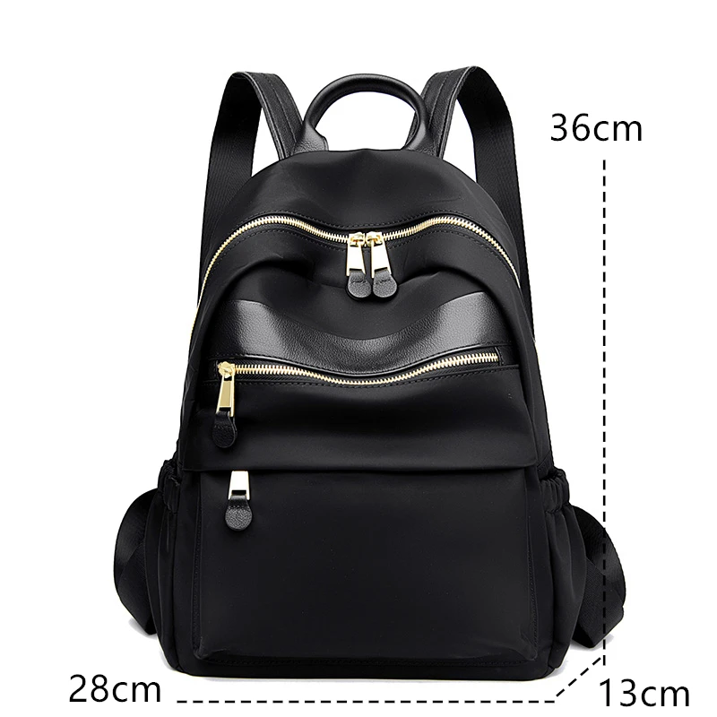 Imagem -04 - Luxo Mochila de Couro Genuíno Mulheres Couro Oxford Pano Moda Mochila Senhora Viagem Bolsa de Ombro Novas Meninas Bolsas de Escola Marca de