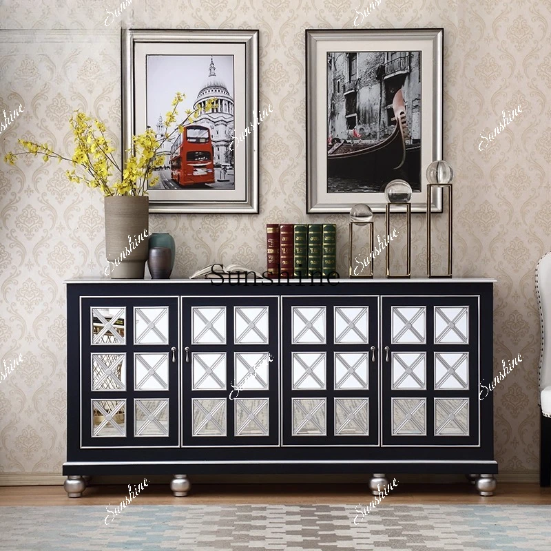 Neoclassical entrance partition shoe cabinet mirror luxury atmosphere decorative cabinet  FT