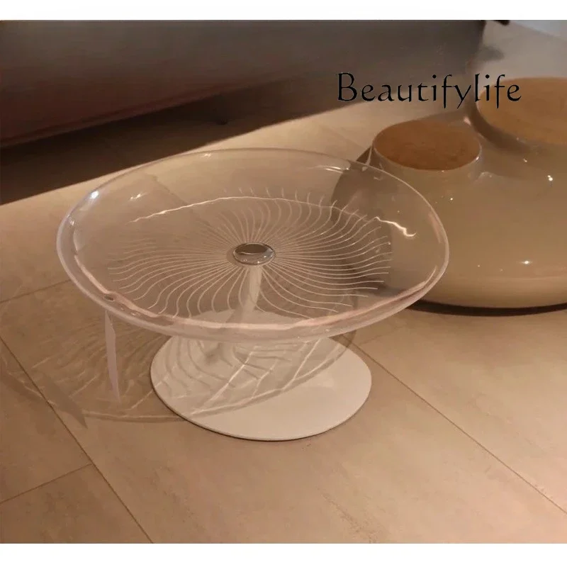 SS Nordic Minimalist Creative Fashion Small Coffee Table Mushroom Shape Acrylic Coffee Table Transparent Small Round Table