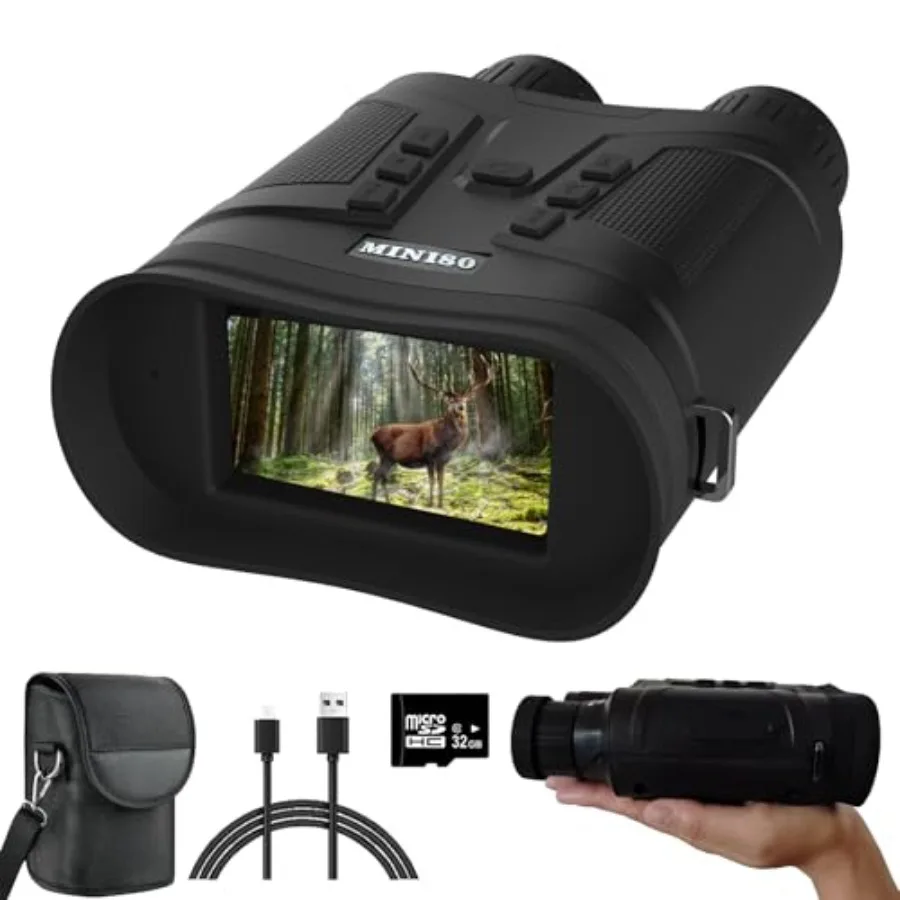

Night Vision Binoculars for Hunting, Wildlife, Camping, Surveillance 4K Infrared, 6X Digital Zoom, 6000mAh Rechargeable, Black