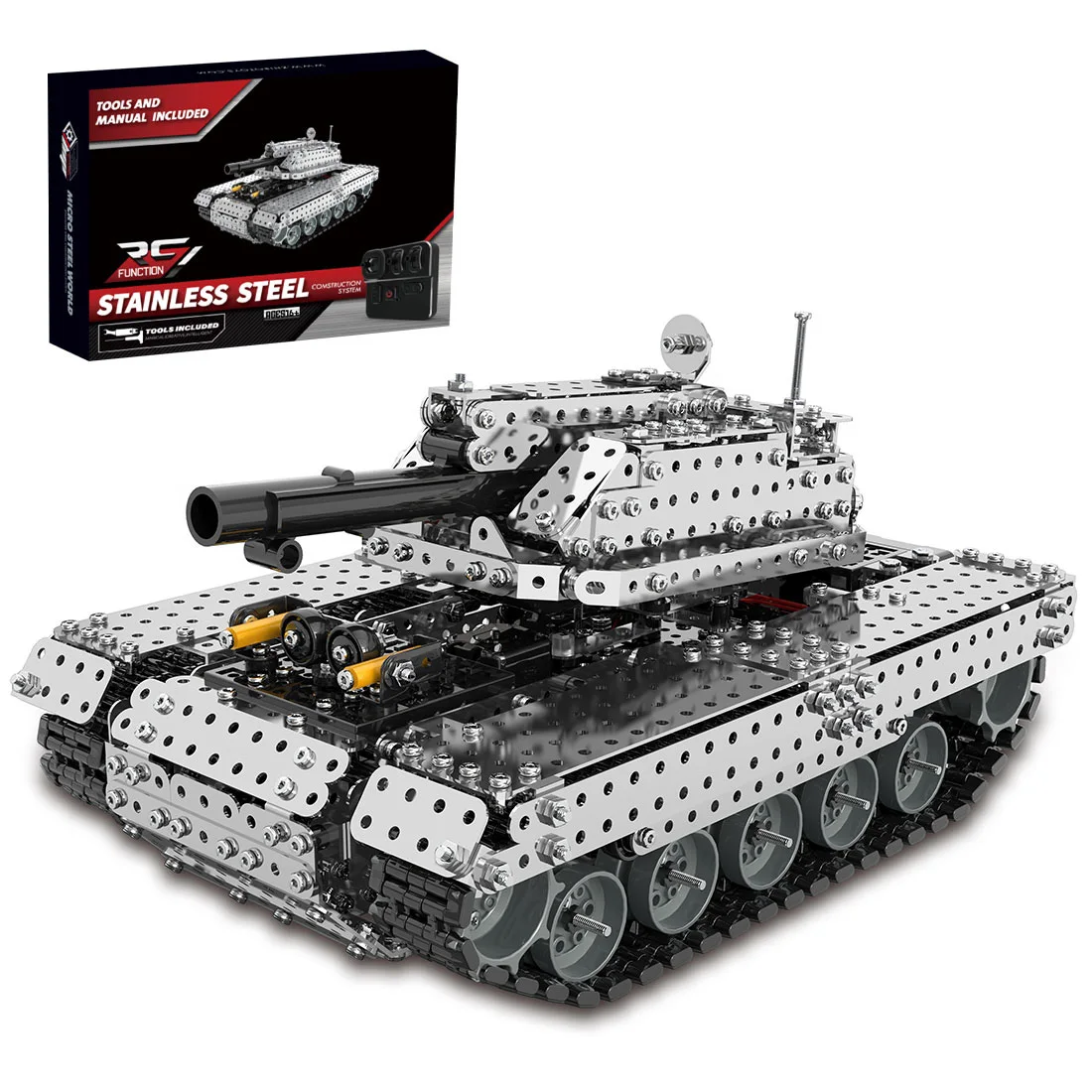 

1715Pcs 3D Metal Puzzle RC Tank Model Kit 12CH 2.4G Remote Control Tracked Vehicle DIY Mechanical Assembly Toy Desk Decor Adult