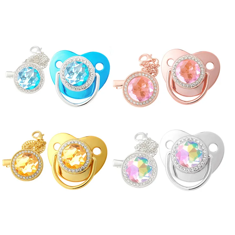 Bling Diamond Baby Pacifier Rhinestone Luxury Pacifier PA free Silicone Infant Nipple Newborn Dummy Soother Pacifier Gifts