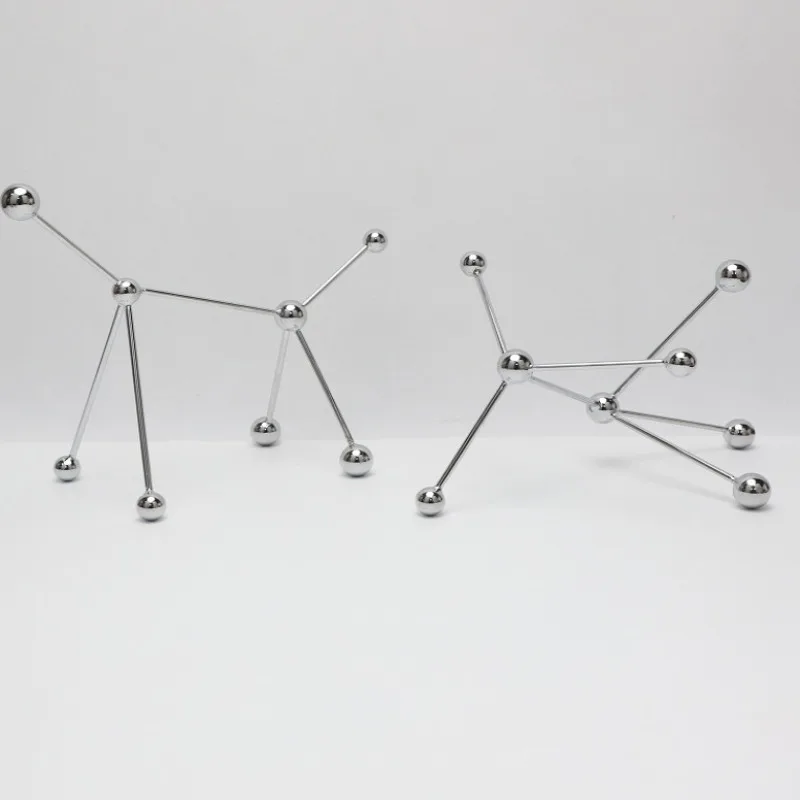 Modern Simple Point-and-line Ball Geometric Molecular Ball Metal Ornaments Abstract Art Decorative Ornaments Home Decorations